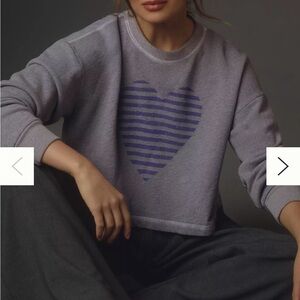 Sundry Striped Heart Sweatshirt